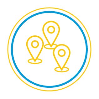 Group of three map pins